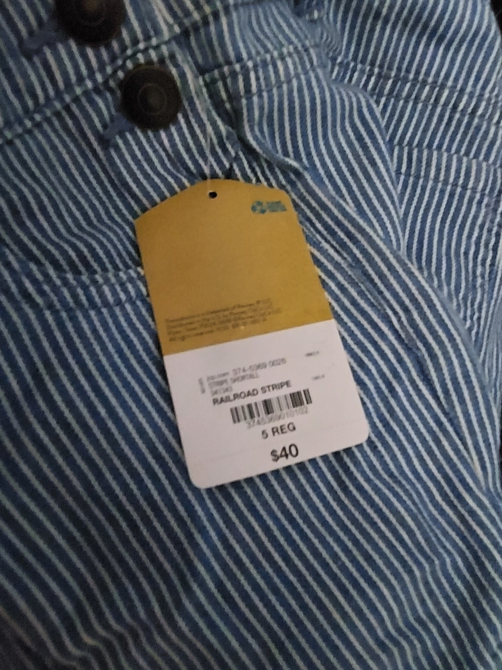 NWT thereabouts Girls Denim Railroad Stripe Shortall Bibs - Picture 4 of 4